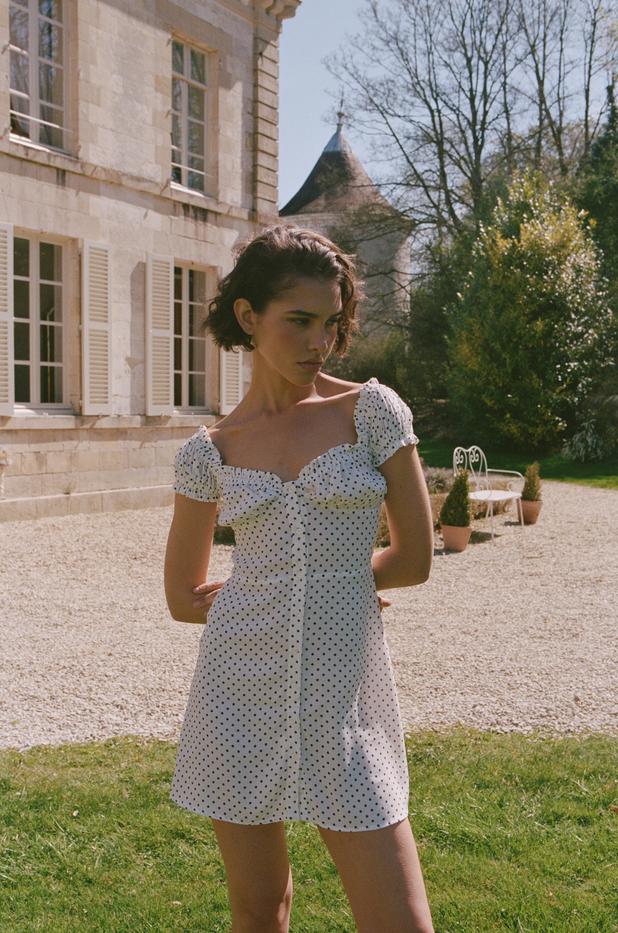 Isabelle Dress | White Polka Dot - Image 2