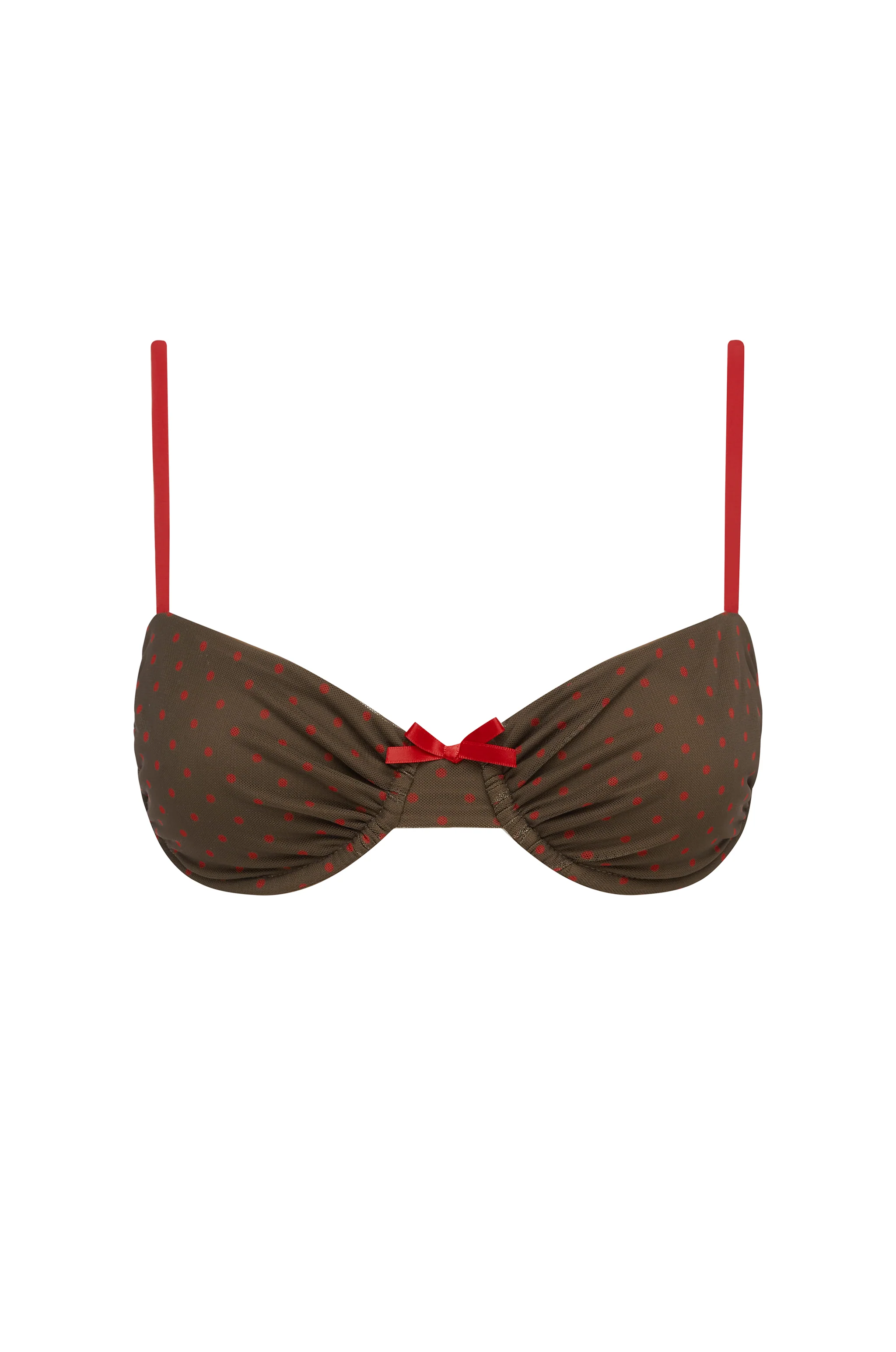 Jeanie Bikini Top | Brown / Red Polka Dot - Image 5