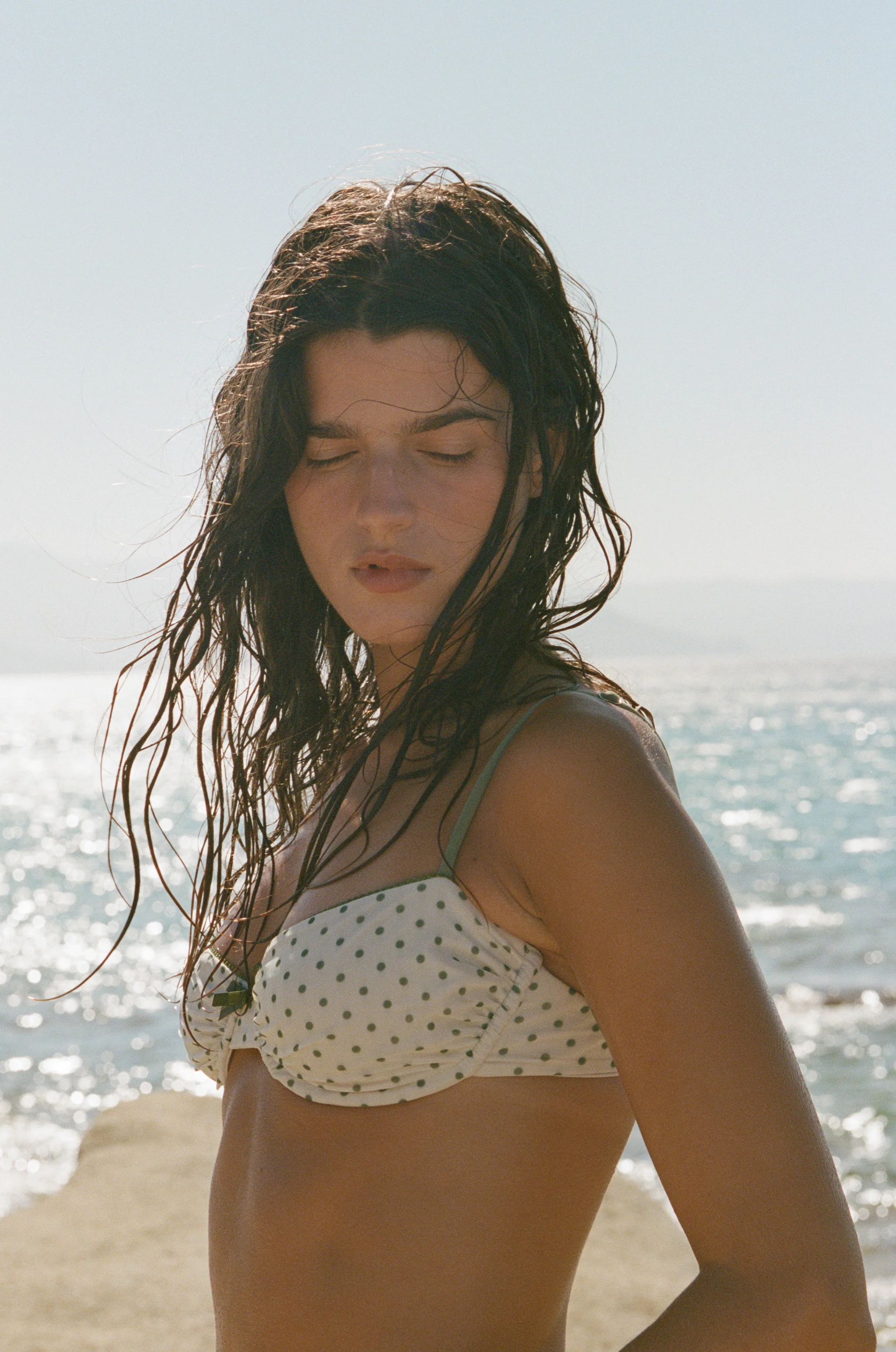 Jeanie Bikini Top | Green Polka Dot - Image 5