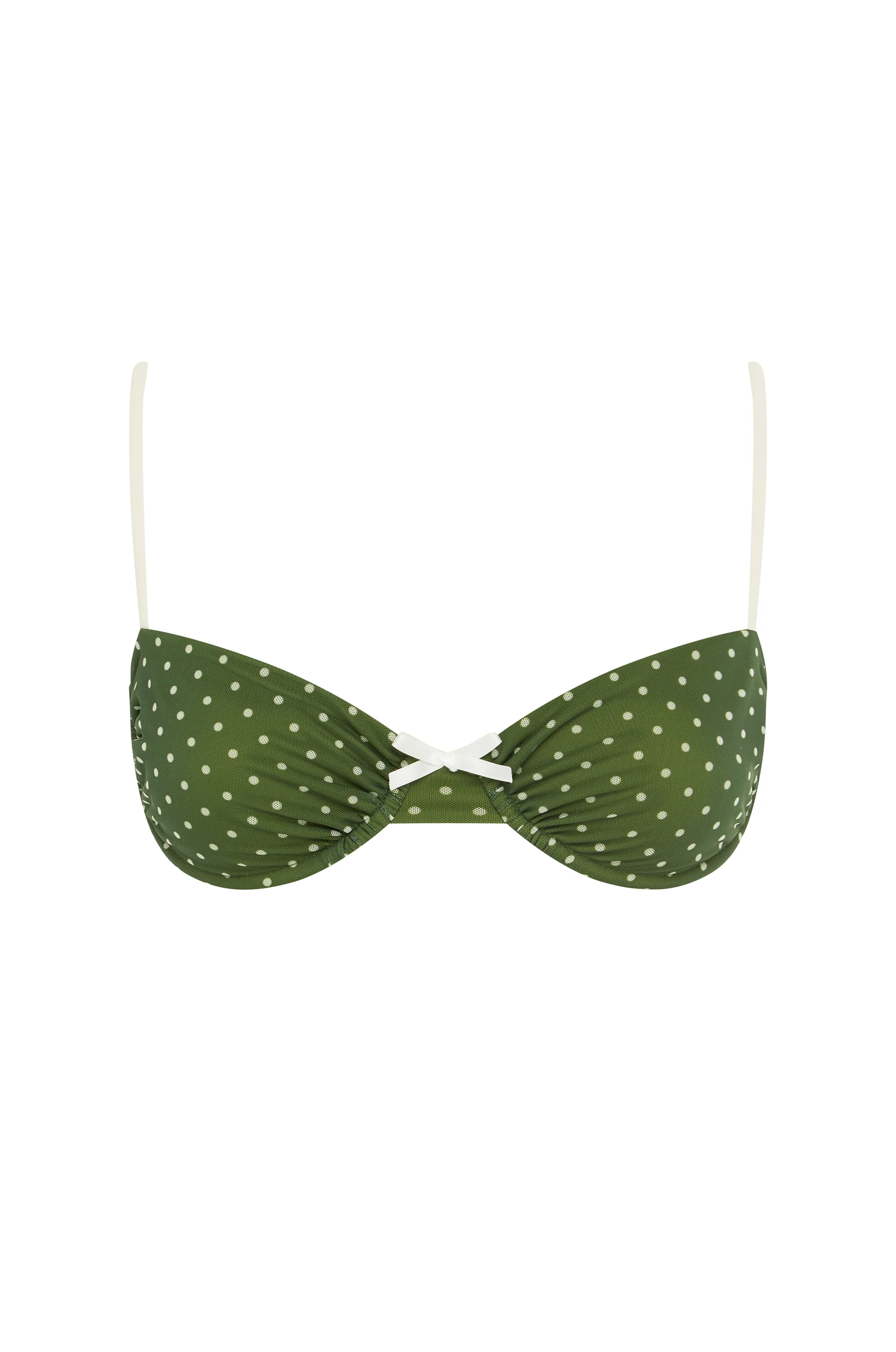 Jeanie Bikini Top | Green / White Polka Dot - Image 7